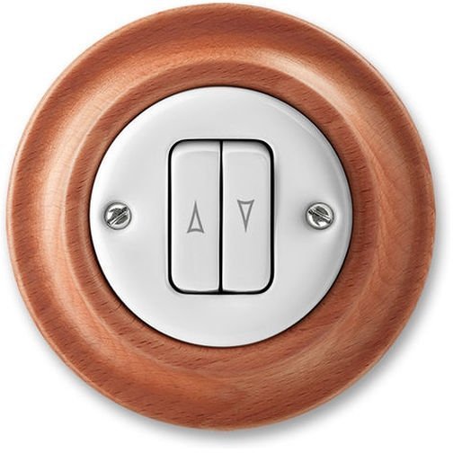Выключатель для жалюзи 2-клавишный ABB DECENTO, скрытый монтаж, белый фарфор / вишня, 2CHK598834C4052 в Москве