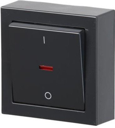 Выключатель 1-клавишный ABB IMPRESSIVO с подсветкой, открытый монтаж, антрацит, 2TKA00001841 в Москве