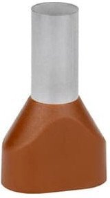 Наконечник каб. 2FER10012P-F, медь лужен./полипропилен, втулка, двойной, коричневый, 2х10мм2, 12мм, 100 шт. в пачке, 7TCA301140R0396