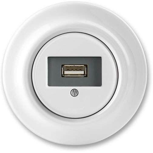 Розетка USB ABB DECENTO, скрытый монтаж, белый фарфор, 2CHK290420C4300 в Москве