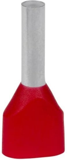 Наконечник каб. 2FER1018P-D, медь лужен./полипропилен, втулка, двойной, красный, 2x1мм2, 18мм, 500 шт. в пачке, 7TCA301140R0368 в Москве
