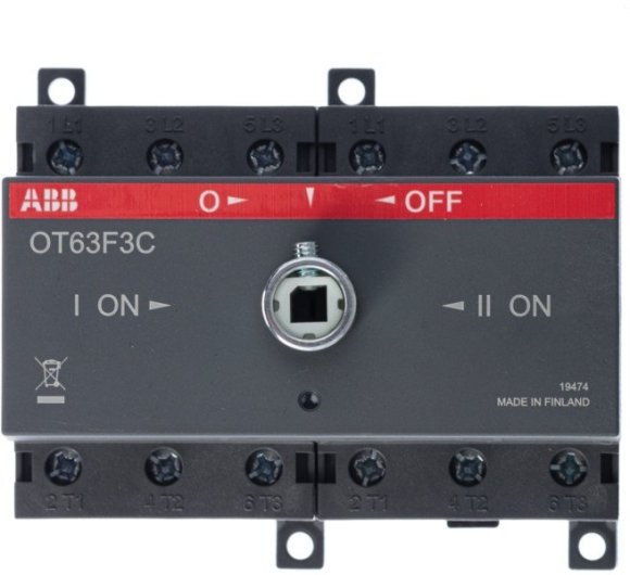 Реверсивный рубильник OT63F3C до 63А 3-полюсный для установки на DIN-рейку или монтажную плату (без ручки), 1SCA105338R1001 в Москве Реверсивный рубильник OT63F3C до 63А 3-полюсный для установки на DIN-рейку или монтажную плату (без ручки), 1SCA105338R1001 в Москве