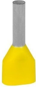 Наконечник каб. 2FER1018P-G, медь лужен./полипропилен, втулка, двойной, желтый, 2x1мм2, 18мм, 500 шт. в пачке, 7TCA301140R0340