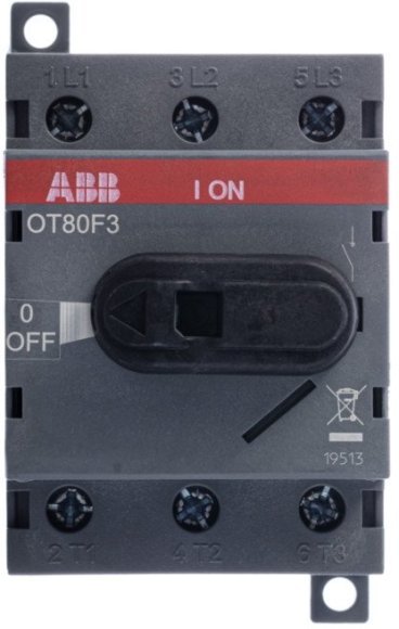 Рубильник OT80F3 до 80А 3х-полюсный для установки на DIN-рейку или монтажную плату (с резерв. ручкой), 1SCA105798R1001 в Москве Рубильник OT80F3 до 80А 3х-полюсный для установки на DIN-рейку или монтажную плату (с резерв. ручкой), 1SCA105798R1001 в Москве