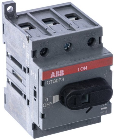 Рубильник OT80F3 до 80А 3х-полюсный для установки на DIN-рейку или монтажную плату (с резерв. ручкой), 1SCA105798R1001 в Москве Рубильник OT80F3 до 80А 3х-полюсный для установки на DIN-рейку или монтажную плату (с резерв. ручкой), 1SCA105798R1001 в Москве