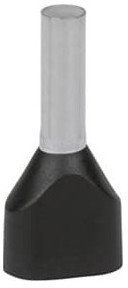 Наконечник каб. 2FER1518P-D, медь лужен./полипропилен, втулка, двойной, черный, 2x1.5мм2, 18мм, 100 шт. в пачке, 7TCA301140R0372