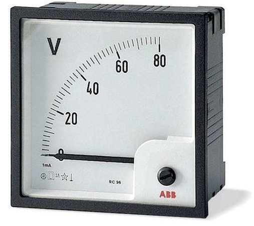Вольтметр щитовой ABB VLM 100В DC, аналоговый, кл.т. 1,5, 2CSG212130R4001 в Москве