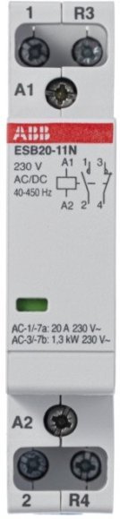 Модульный контактор ABB ESB20 1НО+1НЗ 20А 230В AC/DC, 1SBE121111R0611 в Москве