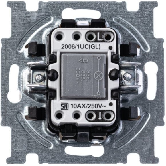 Выключатель 1-клавишный ABB BASIC55 с подсветкой, скрытый монтаж, альпийский белый, 2CKA001012A2153 в Москве